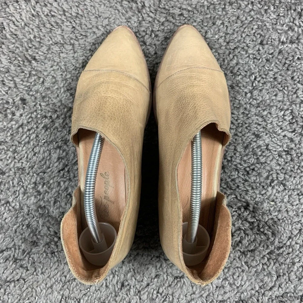 Free People Royale Flat InSize 7.5 US EU 38  Leather Booties Boho D'orsay